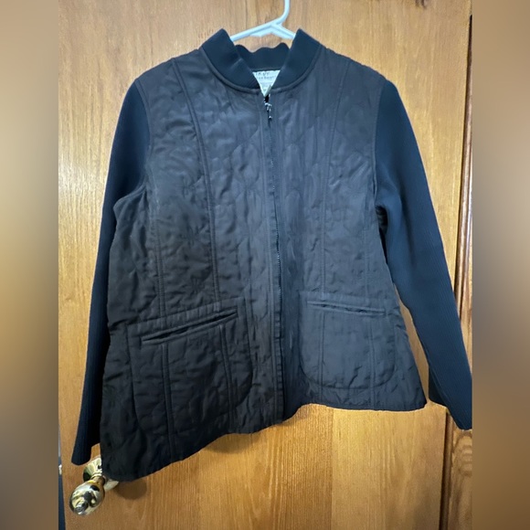 Susan Bristol multi media jacket black large Zipper pockets embroidered design - Picture 3 of 10